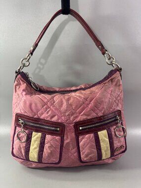 Authentic Vintage Coach # 15872 Pink/Purple Quilted Puffer Hobo Bag